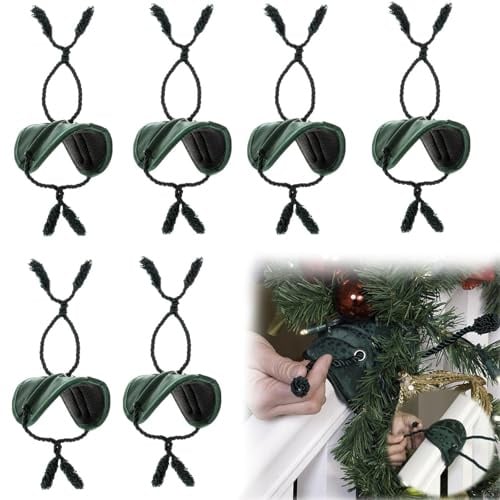 6PCS Garland Ties For Banister, Railing Protecting Holiday Garland Tie, Reusable Holiday Wreath Ties, Flexible Railing Tie For Garlands, Decorative Garlands Hanger, For Stairs, Fireplace, Light