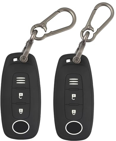 TOMALL 2 Pack pour Nissan Fob Cover avec Porte-clés, 3 Boutons en Caoutchouc Silicone Fob Case Compatible avec Nissan Qashqai J12 Juke F16 XTrail T33 Airya B6 B8 B9 Micra Altima Teana Murano Kicks