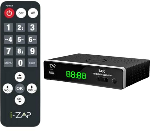Decoder Digitale Terrestre 2026 - iZAP Decoder DVB-T2, HD 1080P HEVC Main 10 Bit, HDMI CEC TV | Uscita HDMI/AV e USB Multimediale, Telecomando incluso