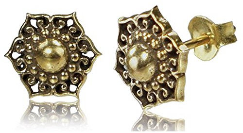 viva-adorno 1 Paar Ohrstecker Ohrringe Messing Ethno Vintage Antik Style Blumen Blüten Goa Z498, D6