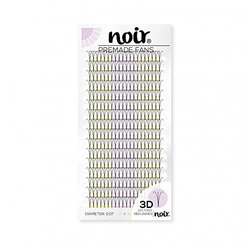 Noir Volume Lashes Pre Made Fan Eyelash Extensions 3D C curl 0.07 Mixed Short Stem Russian Lashes