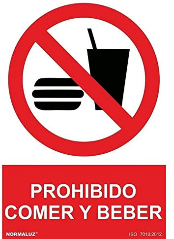 Normaluz RD40012 - Señal Prohibido Comer Y Beber PVC Glasspack 0,7mm 21x30 cm con CTE, RIPCI