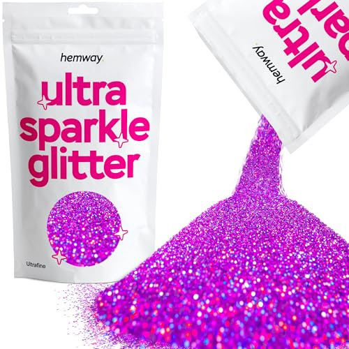 Hemway Ultra Sparkle Glitter - Purple Holographic | 100g Ultrafine Metallic Flakes for Resin & Epoxy Crafts | Supplies for Halloween Craft and Decorations, Autumn Decor, Masks, Nails, Face, Art