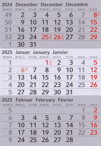 HiCuCo Kalendarium (magnetischer Kalenderblock) für 2026 passend für 3-Monats-Tischkalender Edelstahl TypC/E/P