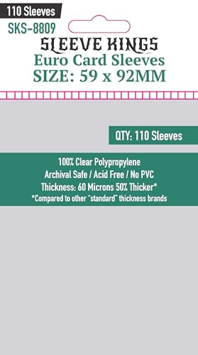 Sleeve Kings Euro Card Sleeves (59 x 92 mm) - 110 Pack, 60 Microns
