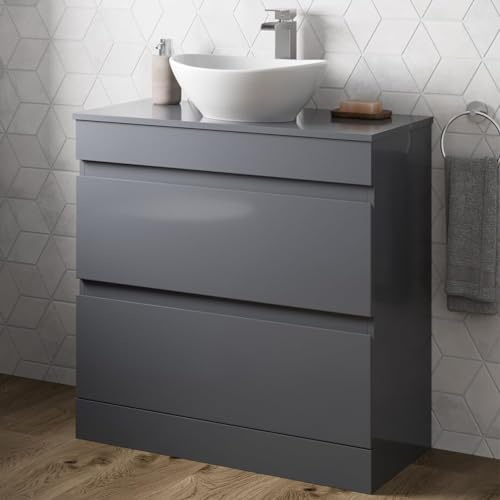 Artis 800mm Grey Bathroom Furniture Countertop Vanity Unit Oval Basin
