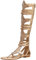 Jamron Donna Al Ginocchio Sandali Gladiatori Romani Rivetti Borchiati Cinturino Cerniera Sandali Infradito Oro SN020342 EU38.5