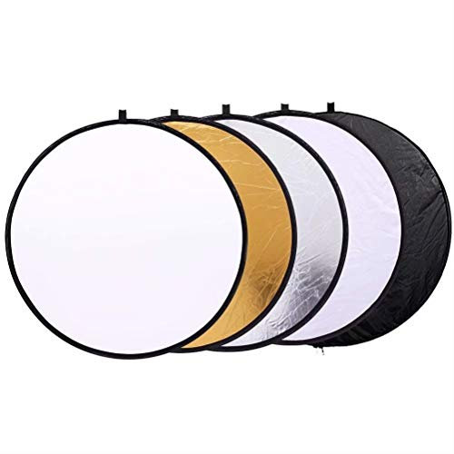 Konseen Light Reflector Photography 11.8/30cm Portable 5 in 1 Collapsible Round Multi Disc Translucent, Silver, Gold, White, and Black Reflector for Studio or Photography