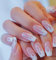 24PCS Short False Nails with Glue Stickers,Coffin Ballerina Fire Design Full Cover Acrylic and Press on Nails no Glue,Pink Flame French Fake Nails Stick for Women and Girls Nail Art.