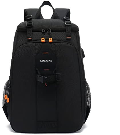 LEEMASING Sac à dos étanche pour appareil photo reflex numérique - Grande capacité - Pour homme et femme, noir, Medium, Tendance
