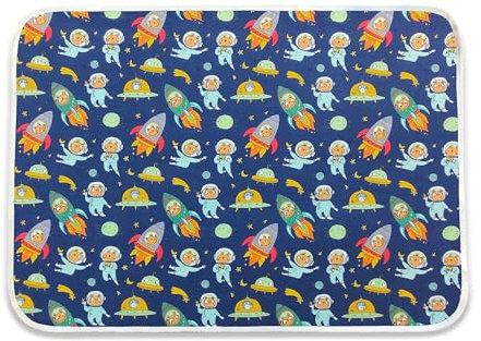 Panini Fabrics, Tischset aus reiner Baumwolle für Mittagessen - Mittagsimbiss - Nachmittagsimbiss im Kindergarten Größe 52 x 37 cm Fancy Astronauten