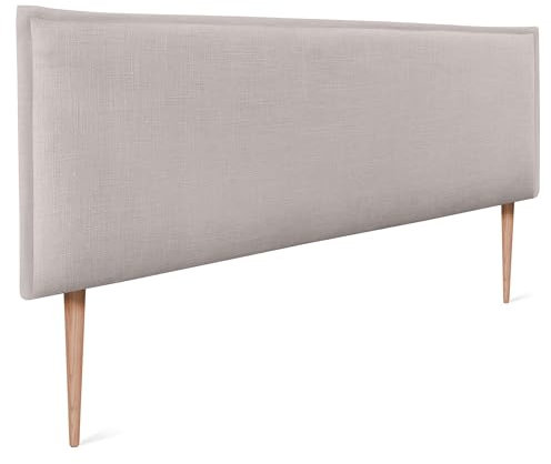 DHOME Plain Natural Leinen Kopfteil mit Einfassung gepolstertes Kopfteil Bett Modernes Schlafzimmer TOP Trending (Beige, 145x105cm Mit Füßen (Betten 120/135/140))