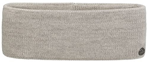 LIERYS Mono Stirnband Damen/Herren 8 cm breit - Made in Germany - dreilagiges Strickband gefüttert mit Baumwolle - Rippstrick Ohrenwärmer 54-60 cm - Ohrenschutz Herbst/Winter hellgrau One Size