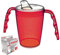 Two handled adult drinking cup 220 ml Red with spouted lid small opening plastic mug for enhanced ergonomics, mug for secure grip even with shaky hands drinking aid, cup for the care, feeding cup