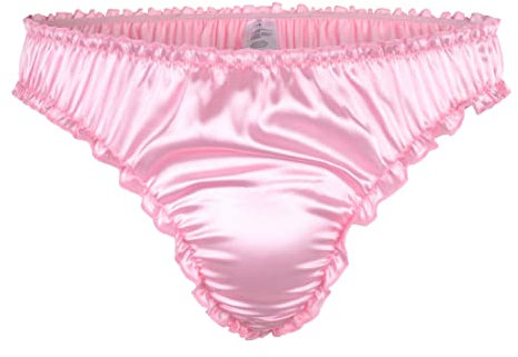 Satini Raso Volant Femminuccia Perizoma Tanga Mutandoni Slip Mutandine Biancheria Intima (Rosa Pastello, XL)