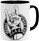 OM3® Coole Tasse mit Metal-Hand - Metalhand Devils Horn Hardrock Music | Keramik Becher | 11oz 325ml | Beidseitig Bedruckt | Schwarz