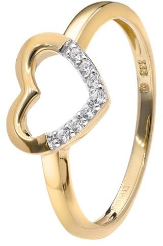 trendor Damenring Gold 333/8K Zirkonia-Herz zauberhaftes Schmuckstück für Frauen, zeitlose Geschenkidee 15191-54 Ringgröße 54/17,2