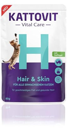 KATTOVIT Vital Care Hair&Skin Geflügel | 24x85g | Nassfutter in Sauce für Katzen |
