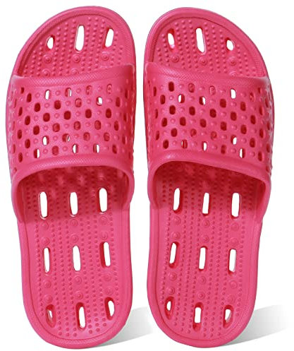 Ranberone Zapatillas de Ducha para Mujeres Antideslizantes Chanclas y Sandalias de Piscina Sandalias de Baño Rosa oscuro 37