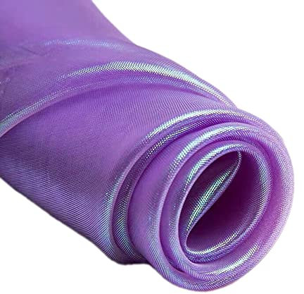 Wambere 150cmx3m Organza Stoffe,Glanz Satin Modestoff Dekostoff Kostümstoff Stoffe zum Nähen Meterware Dekorieren,Brautschleiern Hochzeitskleid Tischläufer Hochzeit Geburtstag Party Deko,Lila