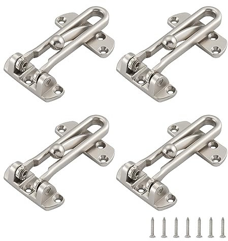 WellMade Swing Bar Door Lock Latch 4 Pack,Door Security Latch for Kids Safety and Home Security, Reinforcement Door Latch Guard Clasp, Satin Nickel