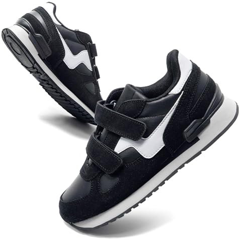 JOMIX Basket Scratch Femme Homme Chaussures de Course Tennis Femme Baskets Homme Respirant Confortable en Cuir (Noir, 41)