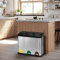 Panana Triple Rubbish Bin, Stainless Steel Triple Bucket Trash Can, 3 Compartment Step On Kitchen Garbage Recycling Bin, 45L, Silver
