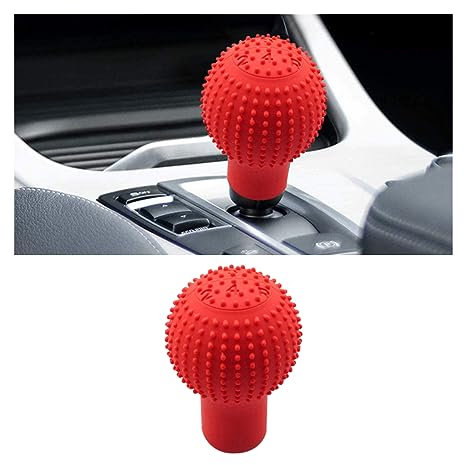 JNNJ Universal Schaltknauf Abdeckung, Kratzfest DehnbarSchaltknauf, Runden Schaltknauf Cover Weiches Silikon Auto Schaltknauf Abdeckung, Kratzfest Dehnbar(Rot)