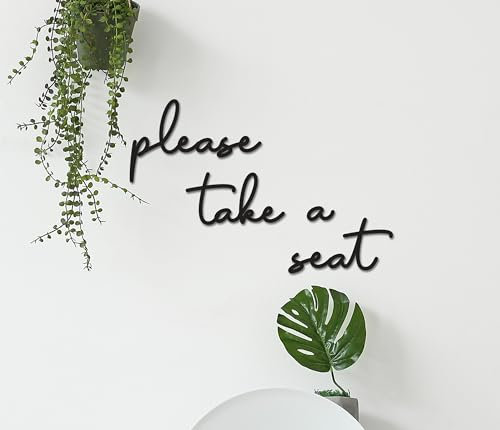 'Please take a seat' Wall Art For Bathroom | Toilet | Funny Washroom Decor | Modern | Scandi | Acrylic | Word Art | WC | Holiday Home | Business | Finishing Touch (Black)