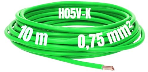 Kalitec 10 metros H05V-K 0,75 mm² verde cable flexible I PVC cable individual I cable cable 0,75 mm2 I cableado fino I cable individual I cable de conmutación