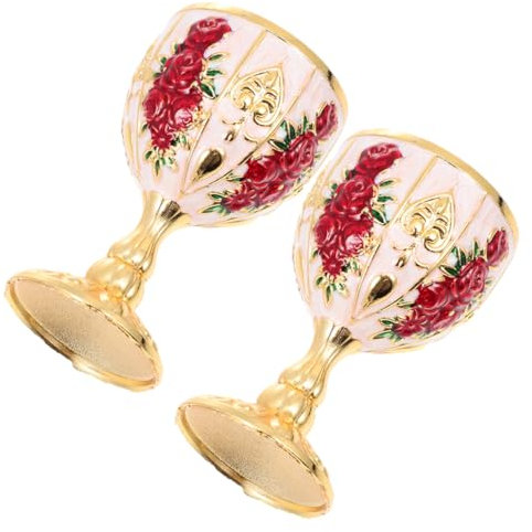 BESTonZON 2 Pz Bicchieri Da Vino Rosso Bicchieri Da Vino Antichi Calice Da Comunione Bicchieri D'acqua in Metallo Bicchiere Di Piccola Tazza Dacqua Calici Cocktail Whisky Lega Di Zinco