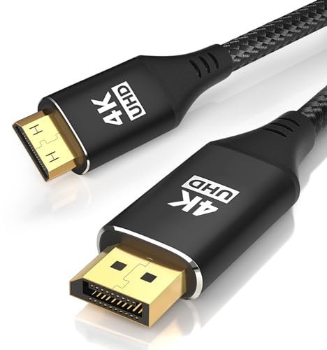 4K DisplayPort to Mini HDMI Cable 3FT, DP to Mini HDMI Male Video UHD 1440P/2K@120Hz,4K@30 Nylon DP to Mini HDMI Uni-Directional Cord for Dell, Desktop, AMD, NVIDIA, Lenovo, HP, ThinkPad