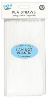 Biodegradable PLA Straws 200 Pack - Eco-Conscious Drinking Straws - Compostable Vegetable-Based Straws for Parties, Cocktails, Smoothies & Everyday Use
