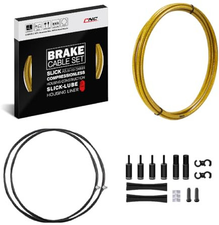 Chooee Pro Câble De Frein Vélo Ensemble, Gaine De Frein Vélo Câbles Enduit Tressé & Téflon Ligne Intérieure Kit Pour VTT, Or