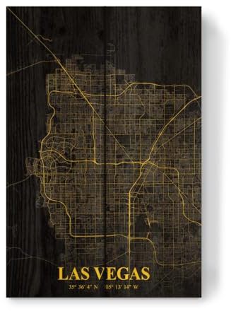 artboxONE Holzbild 30x20 cm Städte/Las Vegas City Map Las Vegas von Künstler Webwald