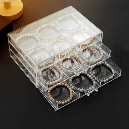 Zinaroty Acrylic Jewellery Storage Box, Earrings Storage Box with 3/5 Drawers, Clear Jewelry Organizer For Women Girls (3 Drawers)