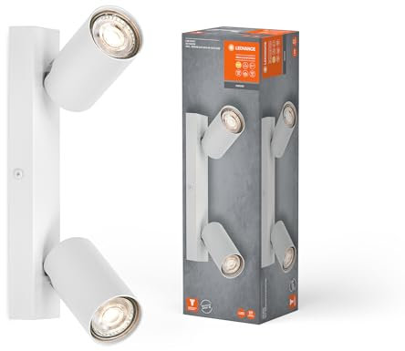 LEDVANCE LED SPOT OCTAGON 2 x 3,4W, GU10, 460lm, weiß, 2.700K Farbtemperatur, warmweiße Lichtfarbe, zeitloses Design, austauschbare LED-Lampe, ideal für Innenräume, CRI 90, verstellbare Köpfe