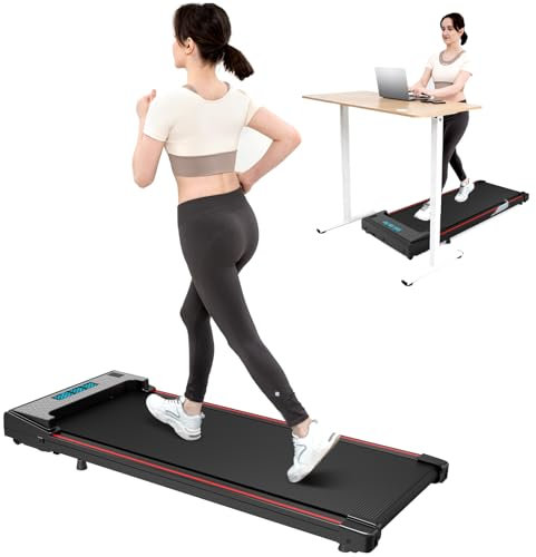 CITYSPORTS Laufband für Zuhause | Elektrisches Walking Pad bis 6KM/H, 440W Motor, Schreibtisch Laufband mit Fernbedienung & LED Anzeige (Schwarz Rot)