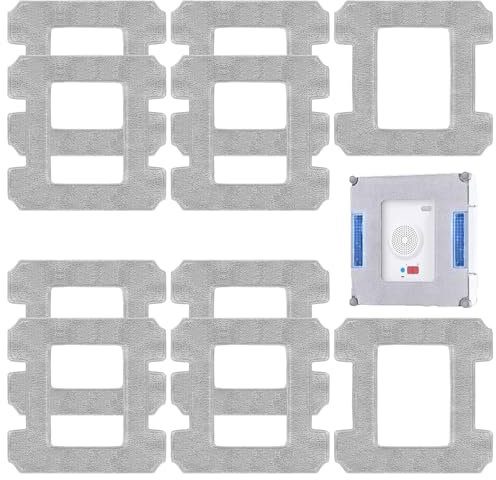 Fictezlove Pack of 10 Replacement Wipes for Ecovacs Winbot W2 Omni / W2 / W1 Pro / W1 Window Cleaning Robot Washable Microfibre Cleaning Pad Accessories