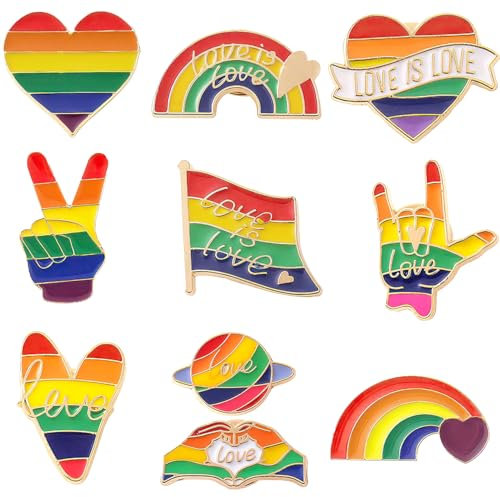 10 Stück Pride-Anstecker, LGBTQ-Anstecker, Pride-Zubehör, Pride-Abzeichen, Gay-Pride-Zubehör, Emaille-Anstecker, Regenbogen-Anstecker, Dekoration für Kleidung, Taschen und Hüte