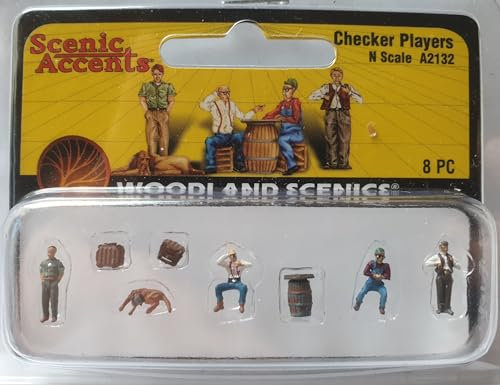 Woodland Scenics A2132 Damespieler Brettspieler Fass Hund Figuren Spur N 1:160 Checker Players