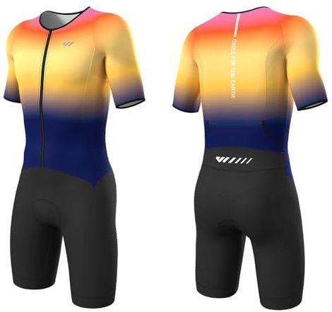 Wulibike Men's Trisuit Short Sleeve Triathlon Suit,Breathable and Quick Drying Mens Triathlon Tri Suit，Cycling Suit Mens