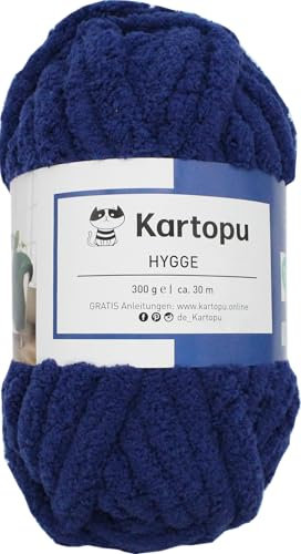 Hygge Chunkygarn - zum Arm stricken und Handstricken - 100% Polyester, Superweich, Voluminös - für Decken, Teppiche, Haustierbetten, Taschen - 300gr Knaul (blau)