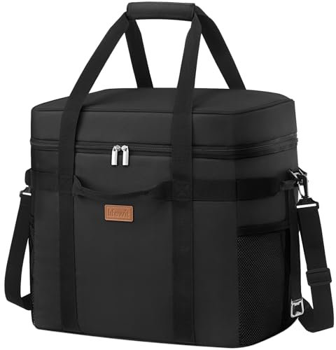 Lifewit Kühltasche 40L, Faltbar Picknicktasche für Essen & Getränke, Kühlbox Tragbare Eistasche für Männer, Frauen, Isolierte Thermotasche für die Arbeit, Camping und den täglichen Gebrauch, Schwarz