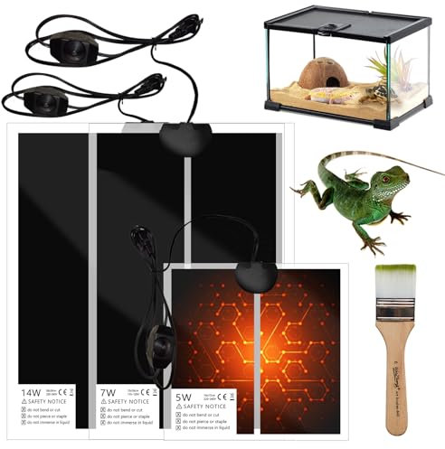 heizmatte Terrarium heizmatte mit Thermostat, Terrarium Heat Mat für Pflanzen/amphibischer/Terrarium/Reptilien heizmatte wasserdicht, Sicher und langlebig mit zum Schutz von Haustieren (14W)