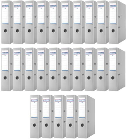 DONAU Master Ordner Breit 25er Pack/DIN A4 / 7,5 cm / 25 Stück/Grau/Kunststoffbezug PP/Carton Papier Schlitzordner Büroordner Aktenordner Ringordner/Grünen Punkt