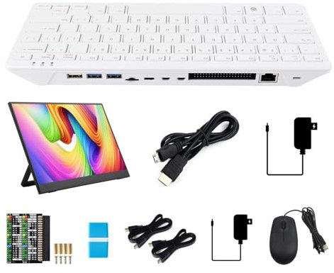Waveshare Pi 500 15.6inch Display Kit, a Pi Designed Into a Keyboard, 4-core Arm Processor, Support WiFi/BT, Dual-4K Output, with Raspberry Pi 500 Basic Kit, 15.6inch Portable Monitor, etc