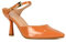 Women's Heeled Mules Ladies Mid High Heel Pumps Appricot Patent Adjustable Strap Court Shoes Size 5