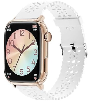 Lamshaw Bracelet Compatible avec ICE smart 2.0 1.96'' Pouces SmartWatch pour Femmes Filles, Silicone Sport Bracelet Souple Mince Dentelle Respirant Braceletpour (Blanc)