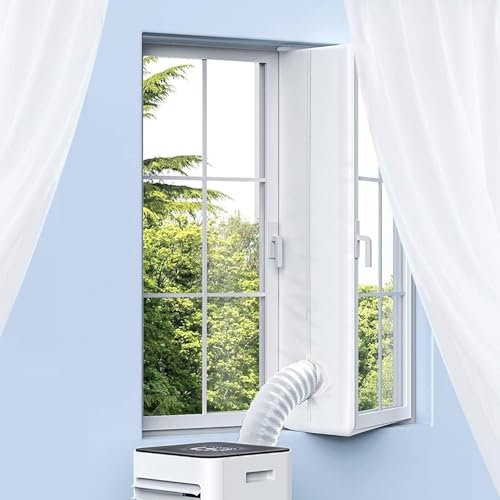Fensterdichtung für Klimaanlagen, wasserdichte Fensterdichtung für mobile Klimaanlagen, Wäschetrockner, tragbares AC-Fensterdichtungsset mit Reißverschluss und Klebeverschluss (500 cm)